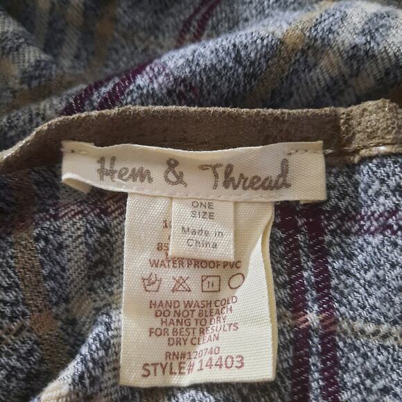 Hem & Thread Womens Gray Plaid With Tan Trim Open Wrap Size OS - Picture 3 of 5